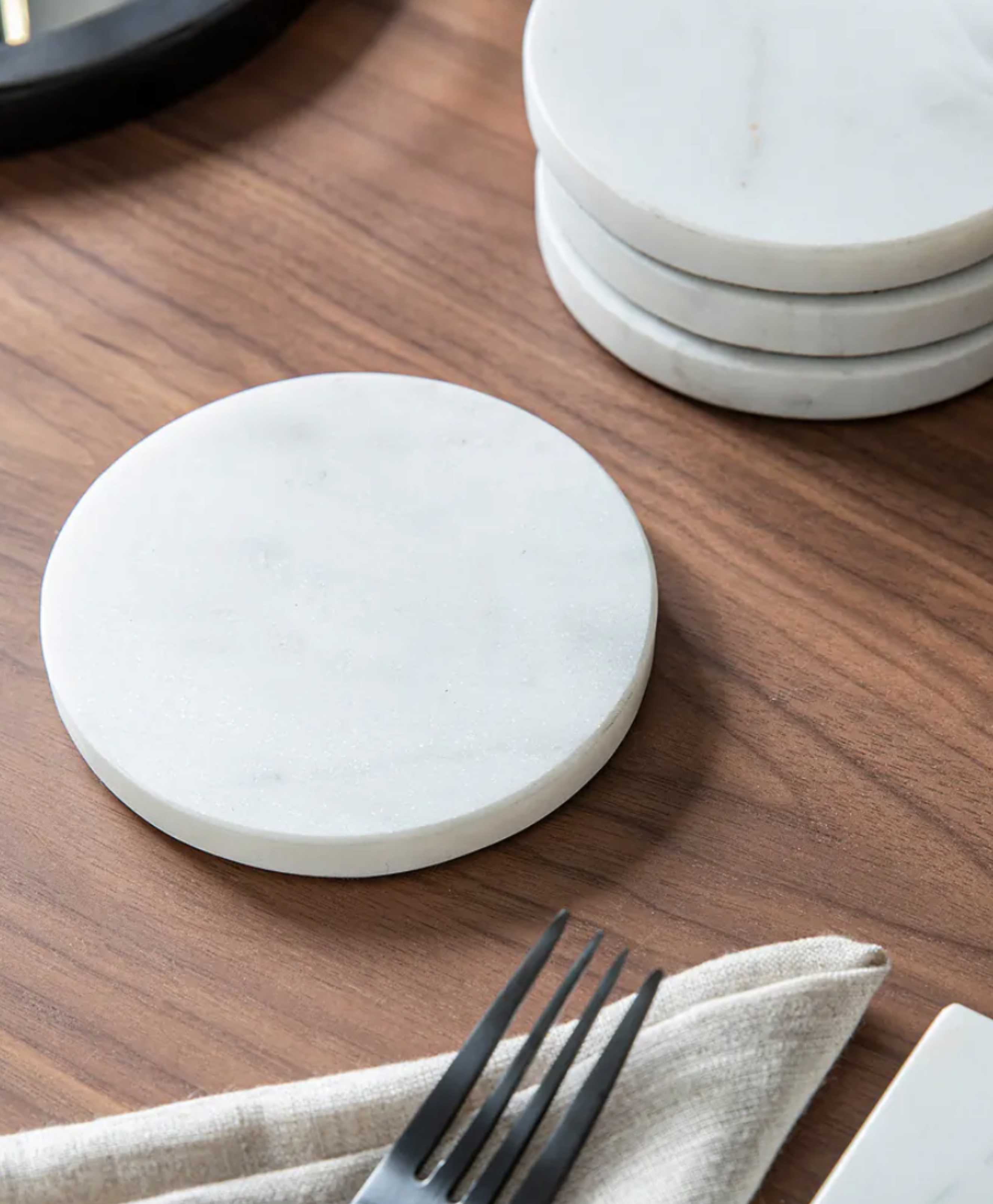 Coasters Round Marble Set of 4