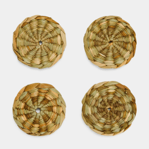 Handwoven rush coasters