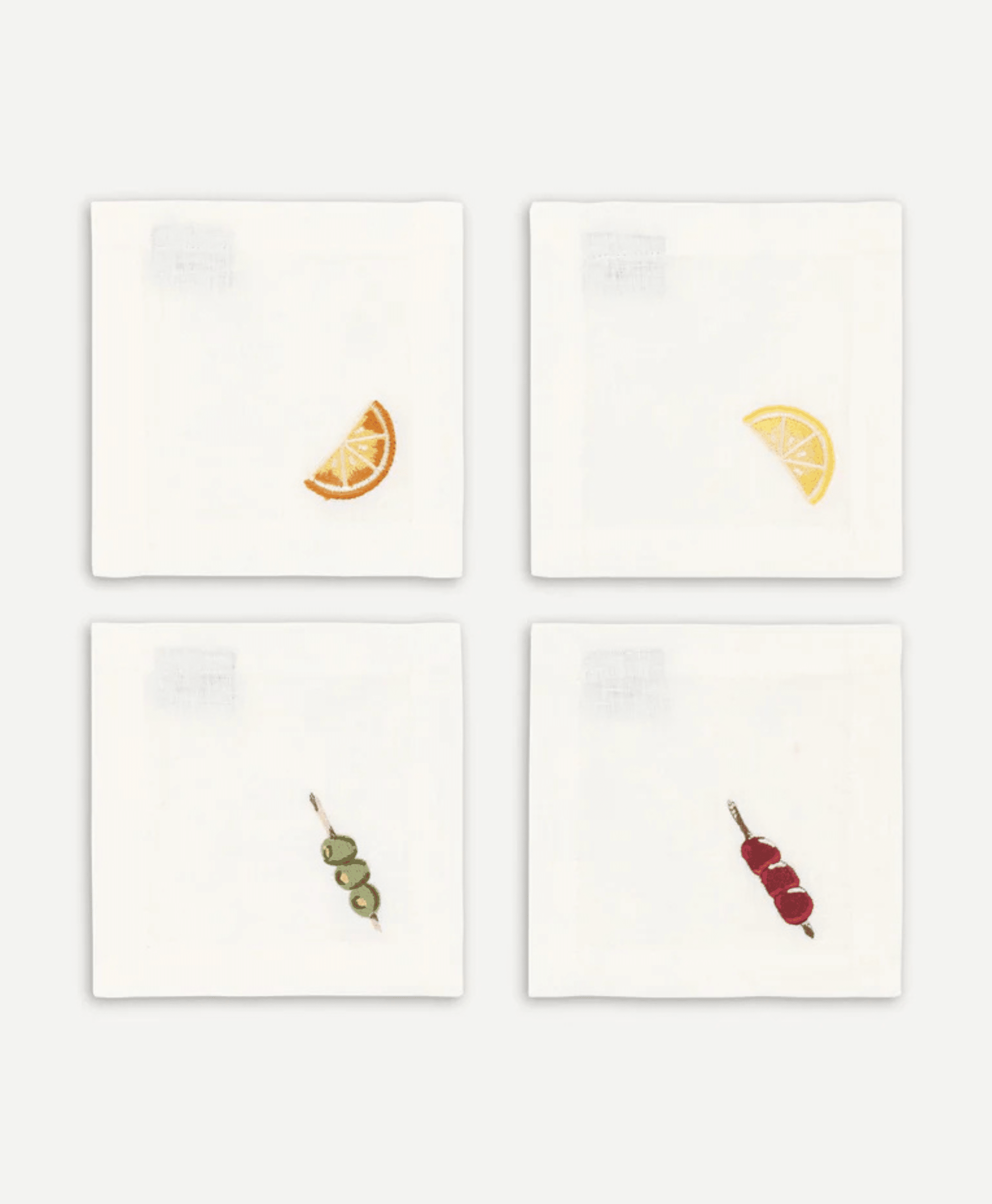 Set of 4 Garnish Cocktail Napkins