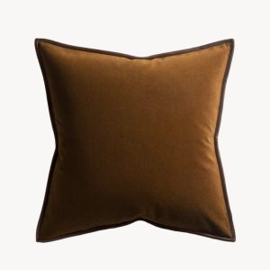 Merino Velvet Cushion with Leather Trim
