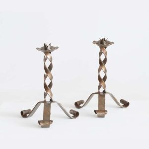 Forged Steel Barley Twist Candleholders
