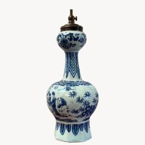 Fine Late 17th Century Delft Garlic Vase Lamp