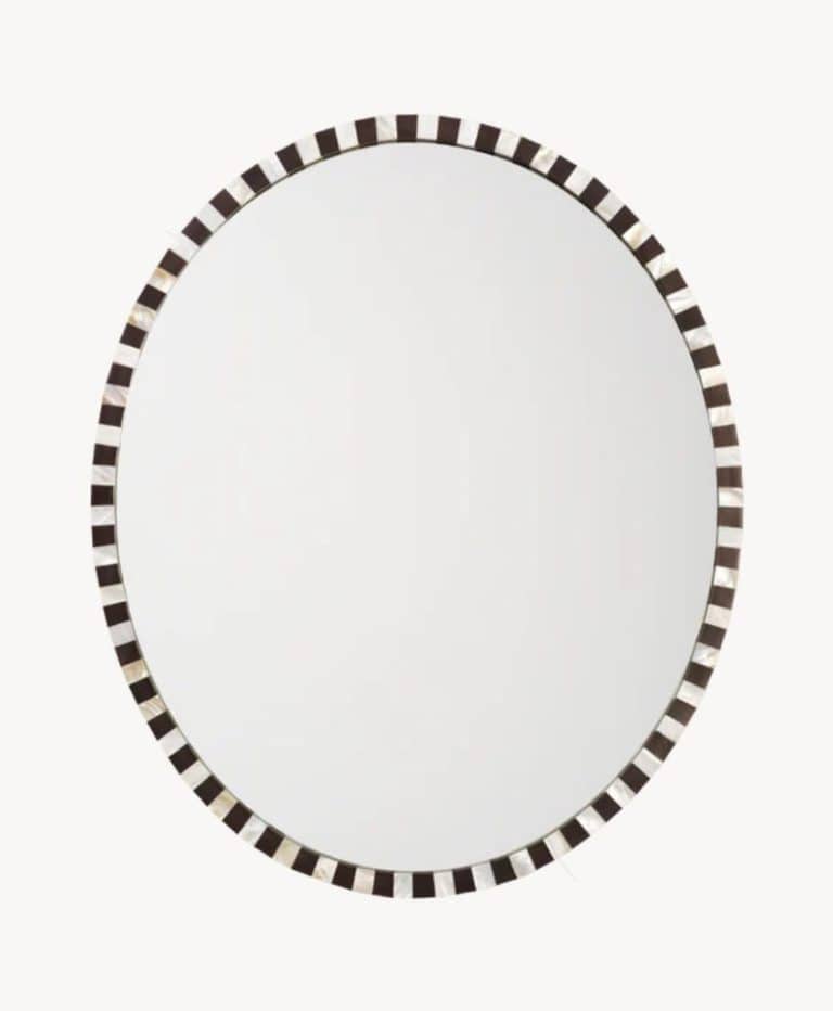 Oval Pearl Mirror, Chocolate