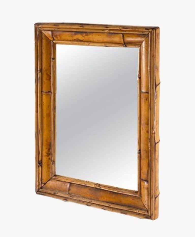 Rattan and Bamboo Mirror, Brown Color, Italy 1950