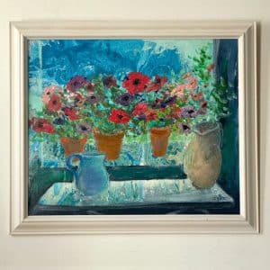 Geraniums on Blue - Daniel Lebier