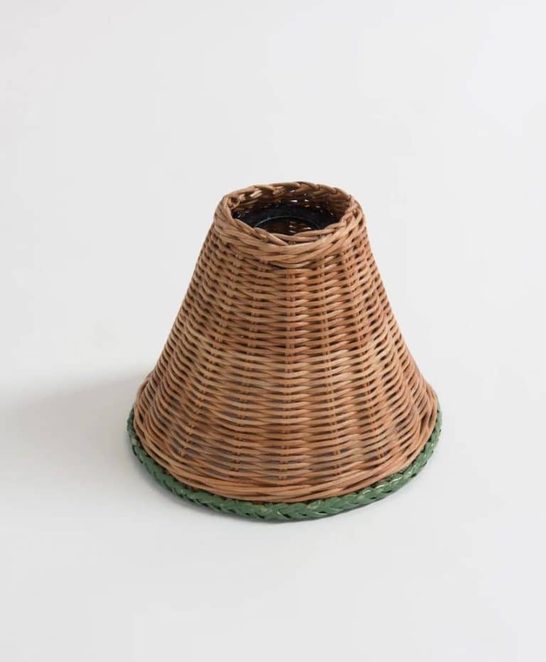 Sunbird Small Rattan Lampshade | Green Trim