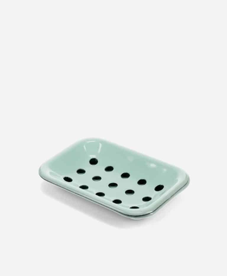 Two-Part Enamel Soap Dish / Green