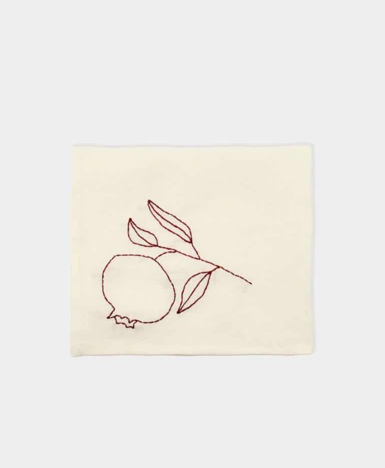 Pomegranate Hand-Embroidered Linen Napkins (Set of 4)