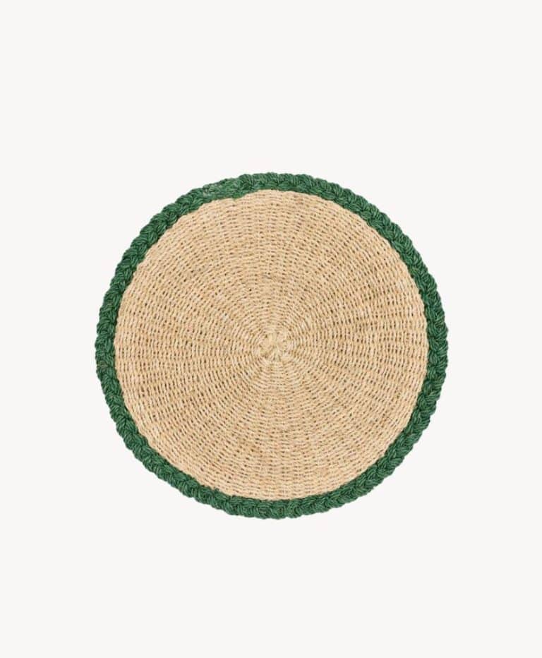 Braided Abaca Placemat, Natural/Juniper
