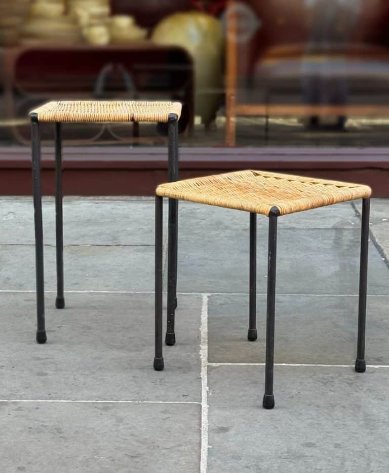 Square Wicker Side Table -Carl Auböck II-1950s