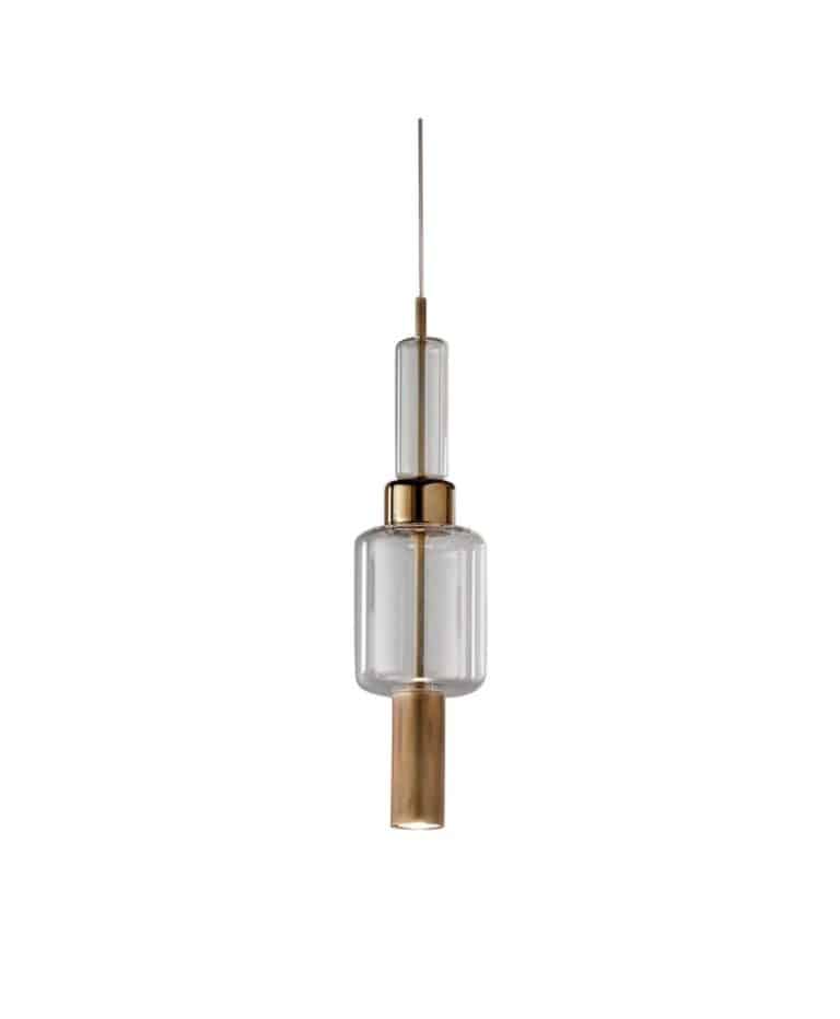 UNO+ Suspension Light with Transparent Glass in Bronze #1