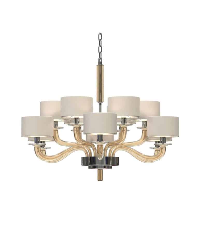 Tiepolo 12 Lights Fumè Glass Chandelier