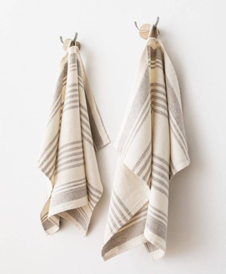 Set of 2 Cream Linen Hand and Guest Towels Linum