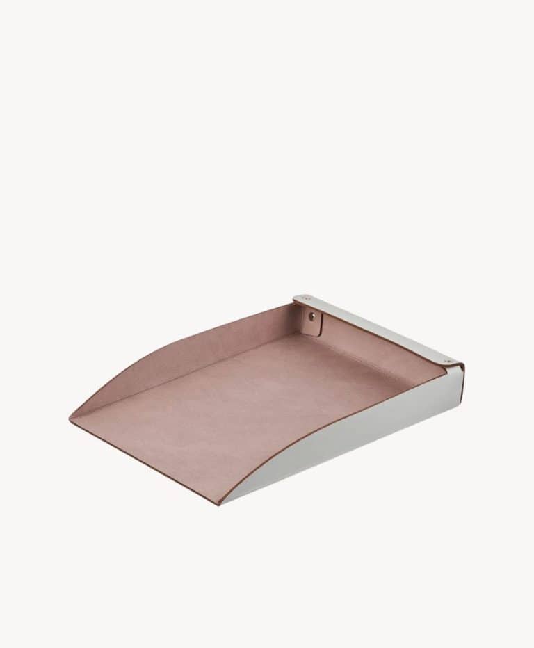 Oyster and Ash Rose Leather Paper Tray