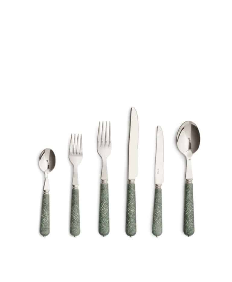 Pompadour Faux Shagreen Cutlery – Jade