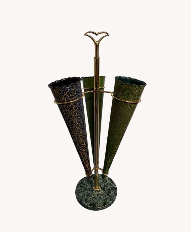 Italian Mid-Century Green Umbrella Stand with Cracked Effect, 1950s