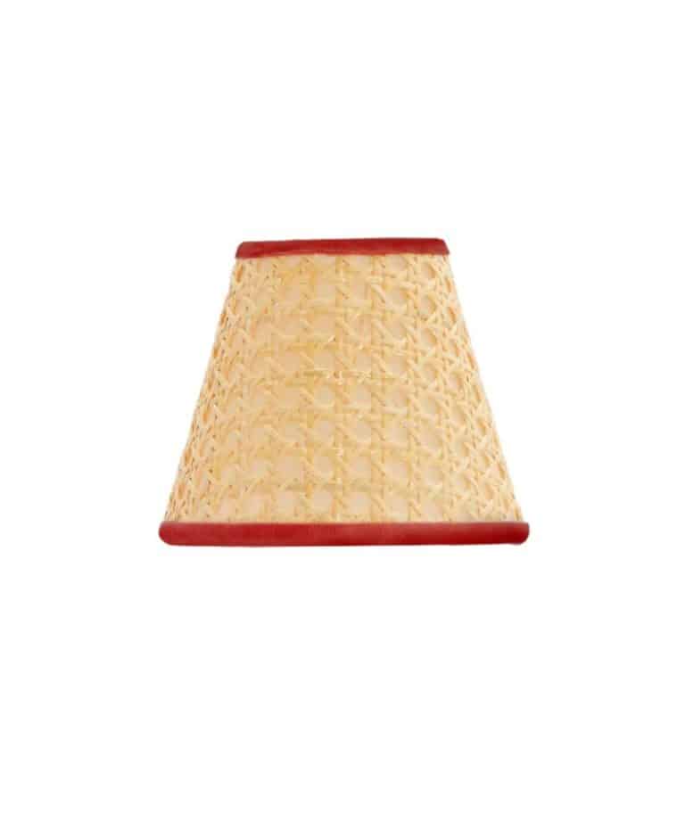 Cane Lampshade, Rust Red Trim, Mini