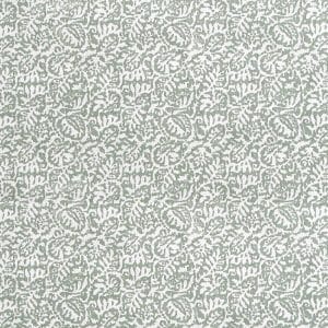 Intricate floral and leafy pattern in light grayish-green and white, creating a dense, repeating design across the surface. The style is delicate, ornate, and slightly vintage in appearance.