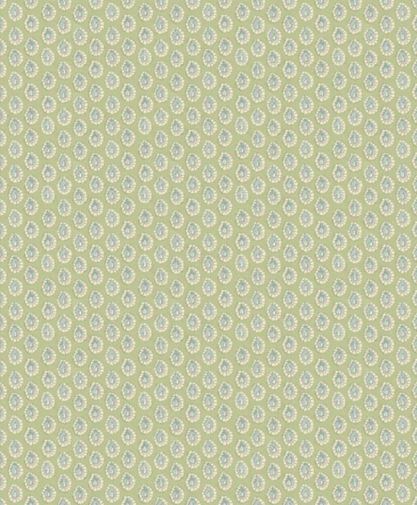 A repeating pattern of small, light blue and white concentric ovals on a pale green background, creating a textured and uniform design.