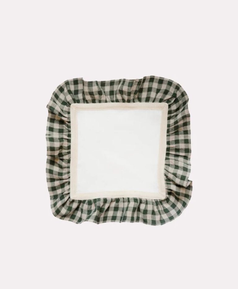 Moss Green Gingham Ruffle Napkin Set of 2