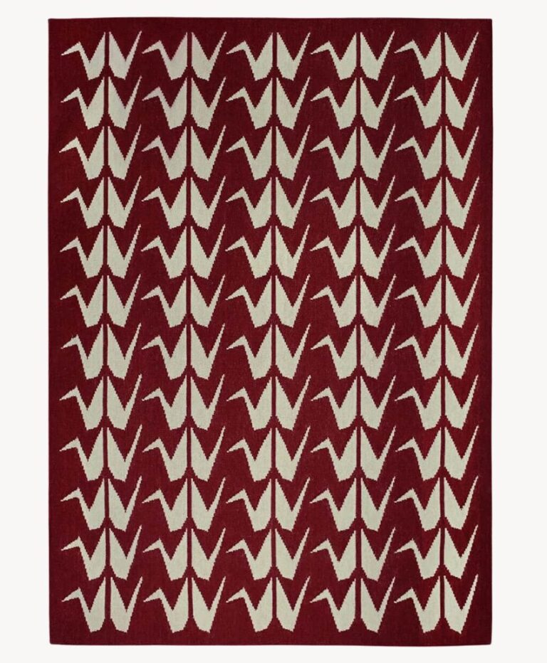 Crane Flatweave Rug – Maroon and Grey
