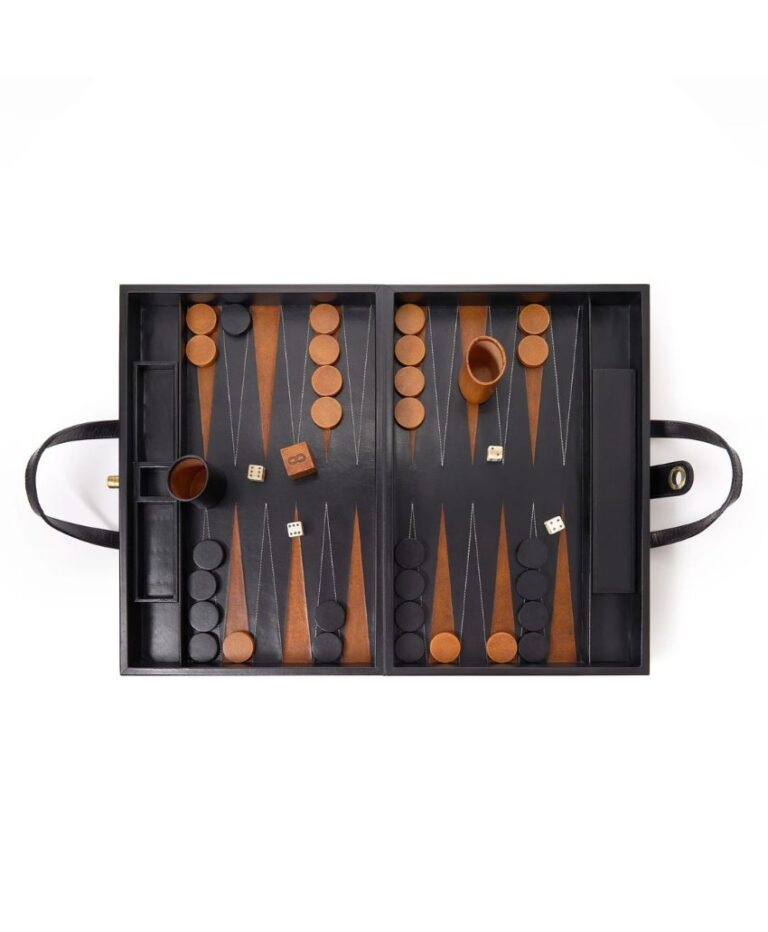 Tavla Leather Backgammon Set Black