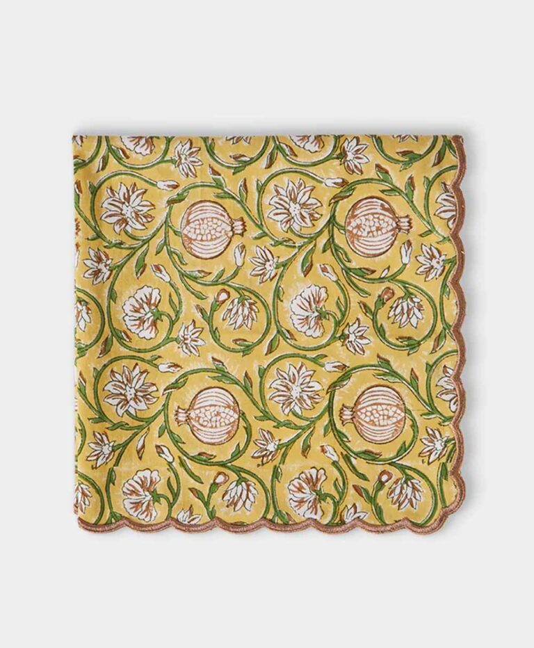 Tangier Pomegranate Block Printed Cotton Napkins Set of 8