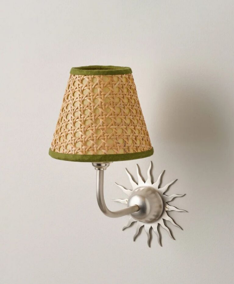 Cane Lampshade, Khaki Trim, Mini