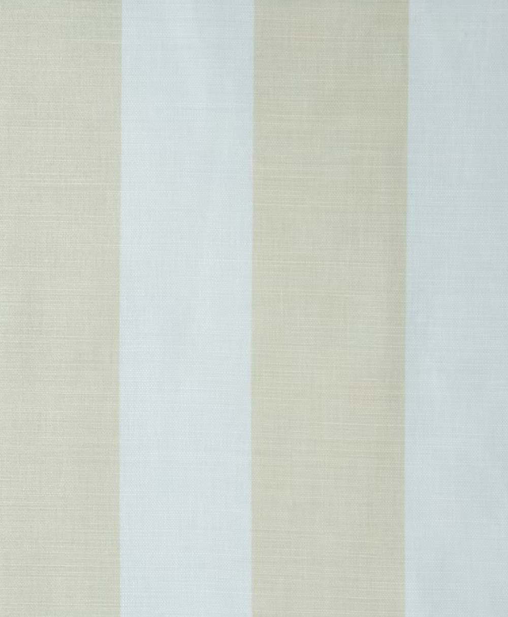 A fabric pattern featuring alternating vertical stripes in light beige and pale grayish-blue tones, with a subtle textured weave.