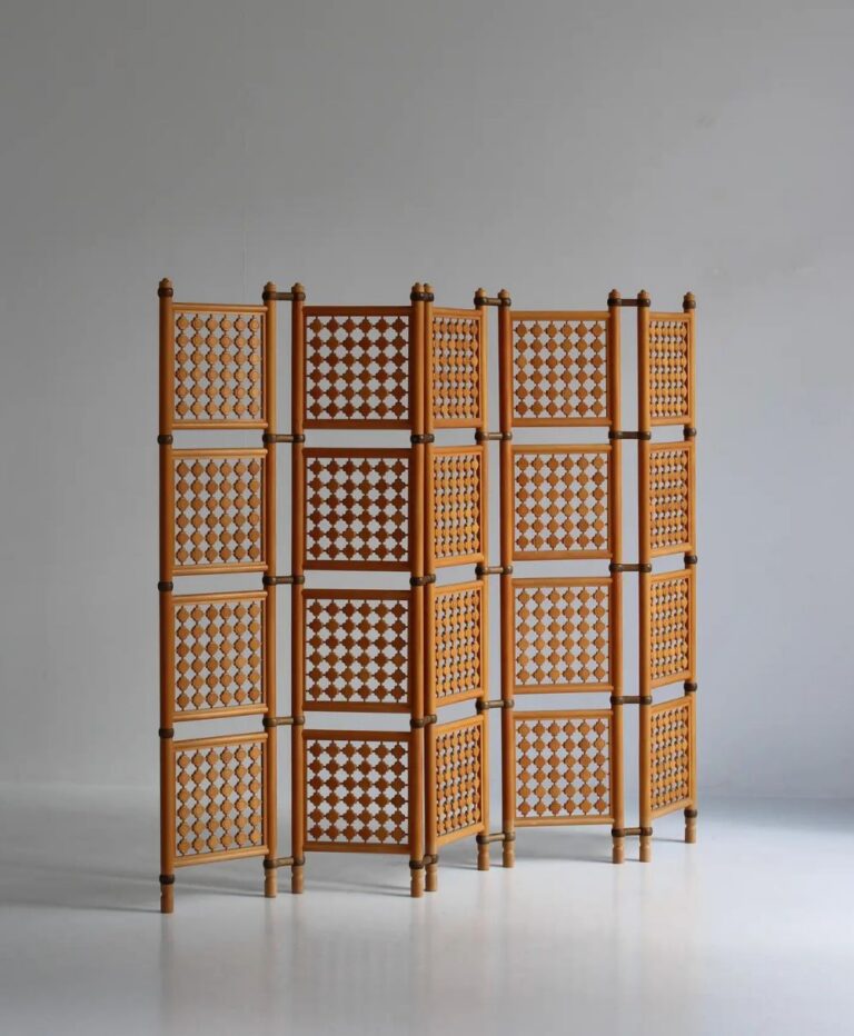 Set of Scandinavian Modern Screens or Room Dividers in Stained Beechwood, 1940s