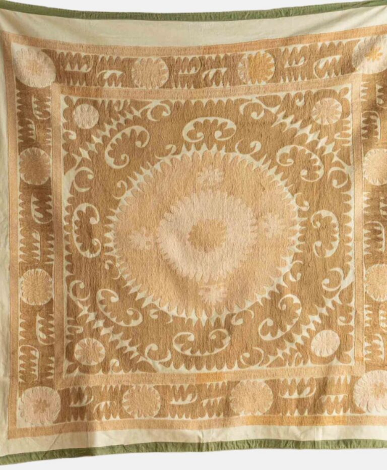 Vintage Uzbek Suzani – Bukhara – Ivory – 134×132cm