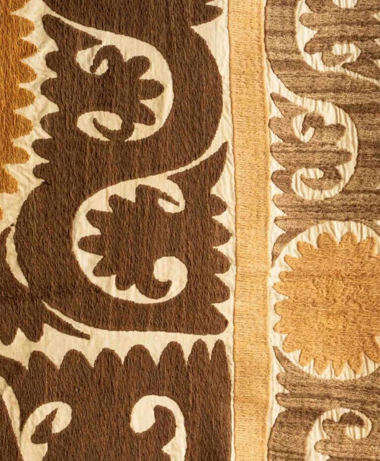Vintage Uzbek Suzani – Eight Medallions – Camel – 226×366cm