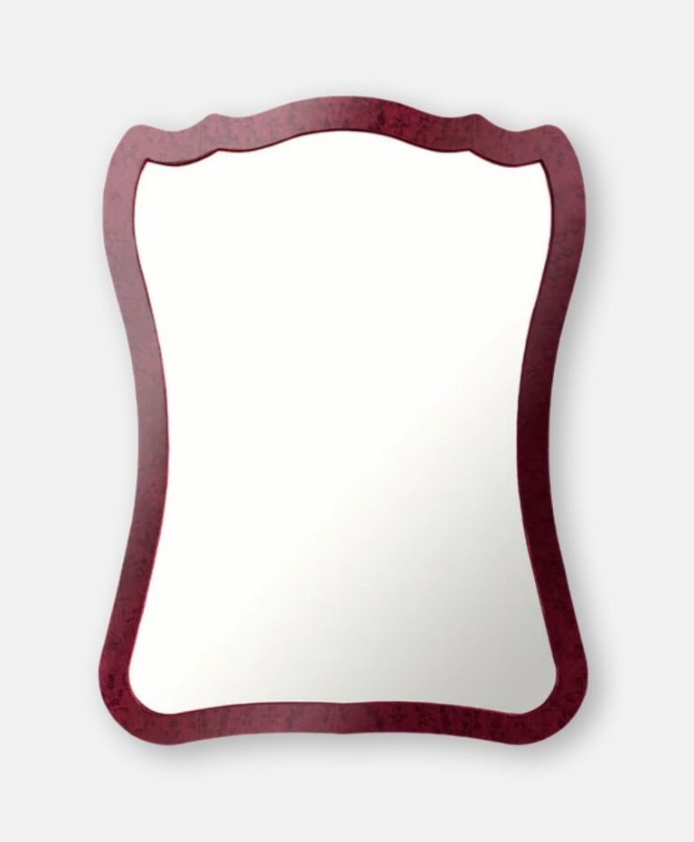 Tiger Small Mirror, Birds Eye Maple, Garnet