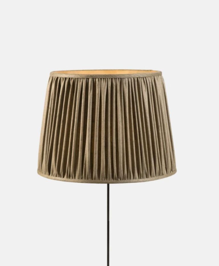 Brown natural linen gathered lampshade