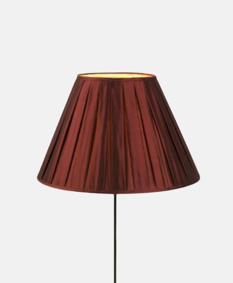 Dark red silk box pleated lampshade