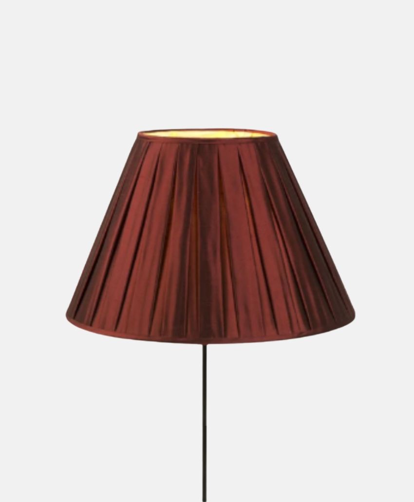 A Shade Above -Dark red silk box pleated lampshade