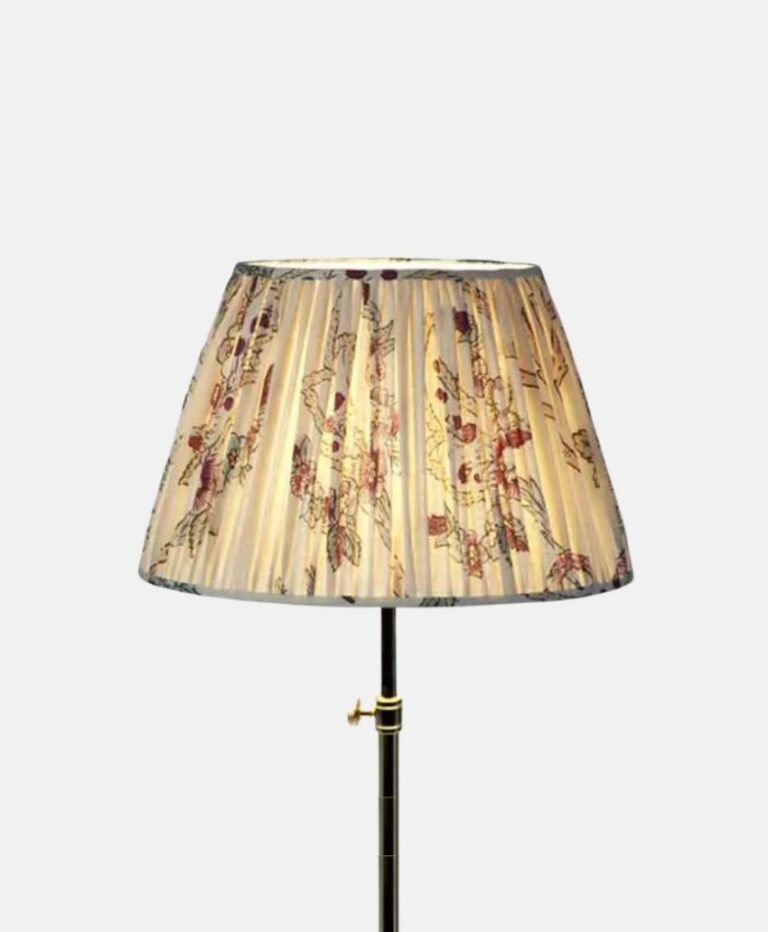 Gathered printed linen lampshade