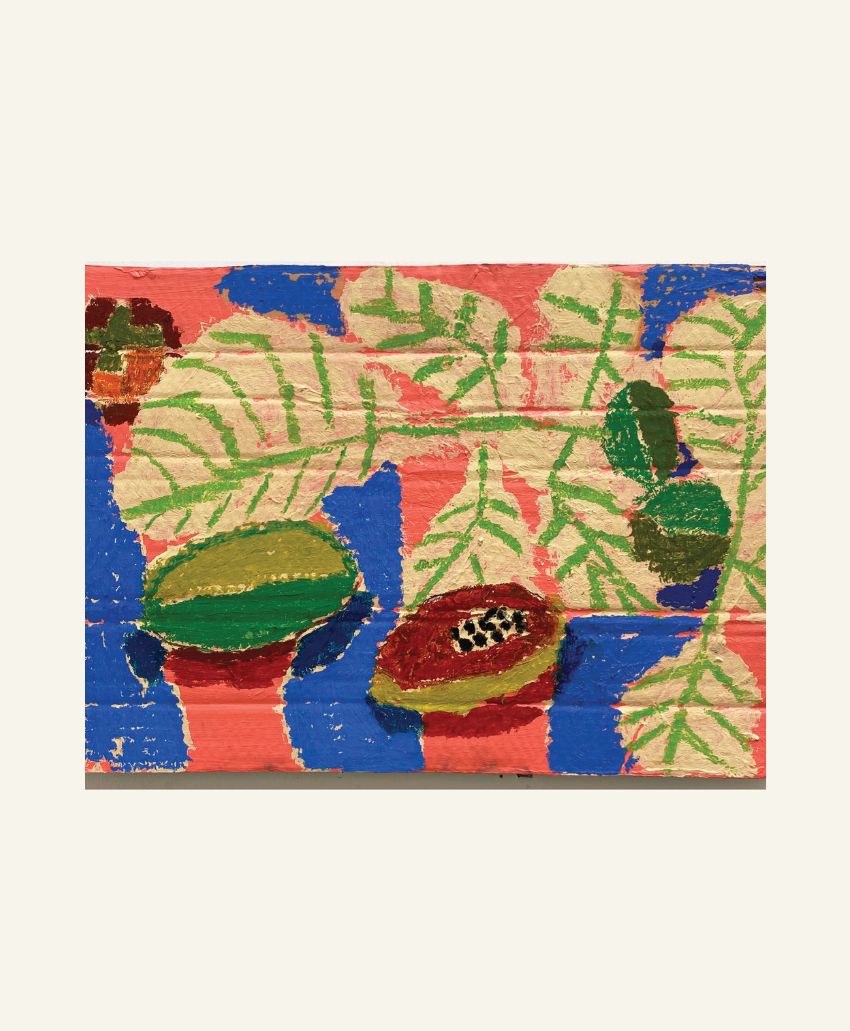 Cramer & Bell, Rosa Roberts | Papaya with Walnut leaves, Bespoke Art Consultancy, London - SCHEME