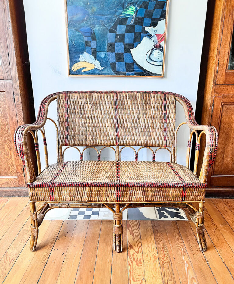 French Vintage Bamboo And Cane Sofa