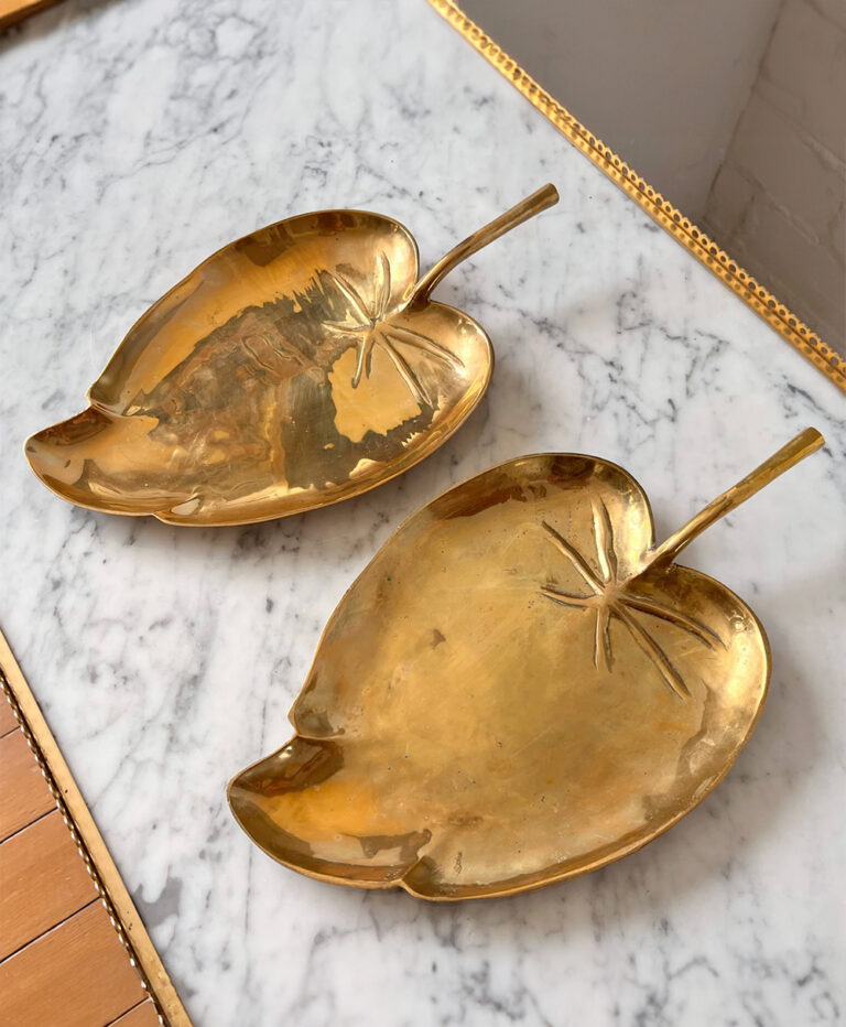French Vintage Leaf Brass Tray