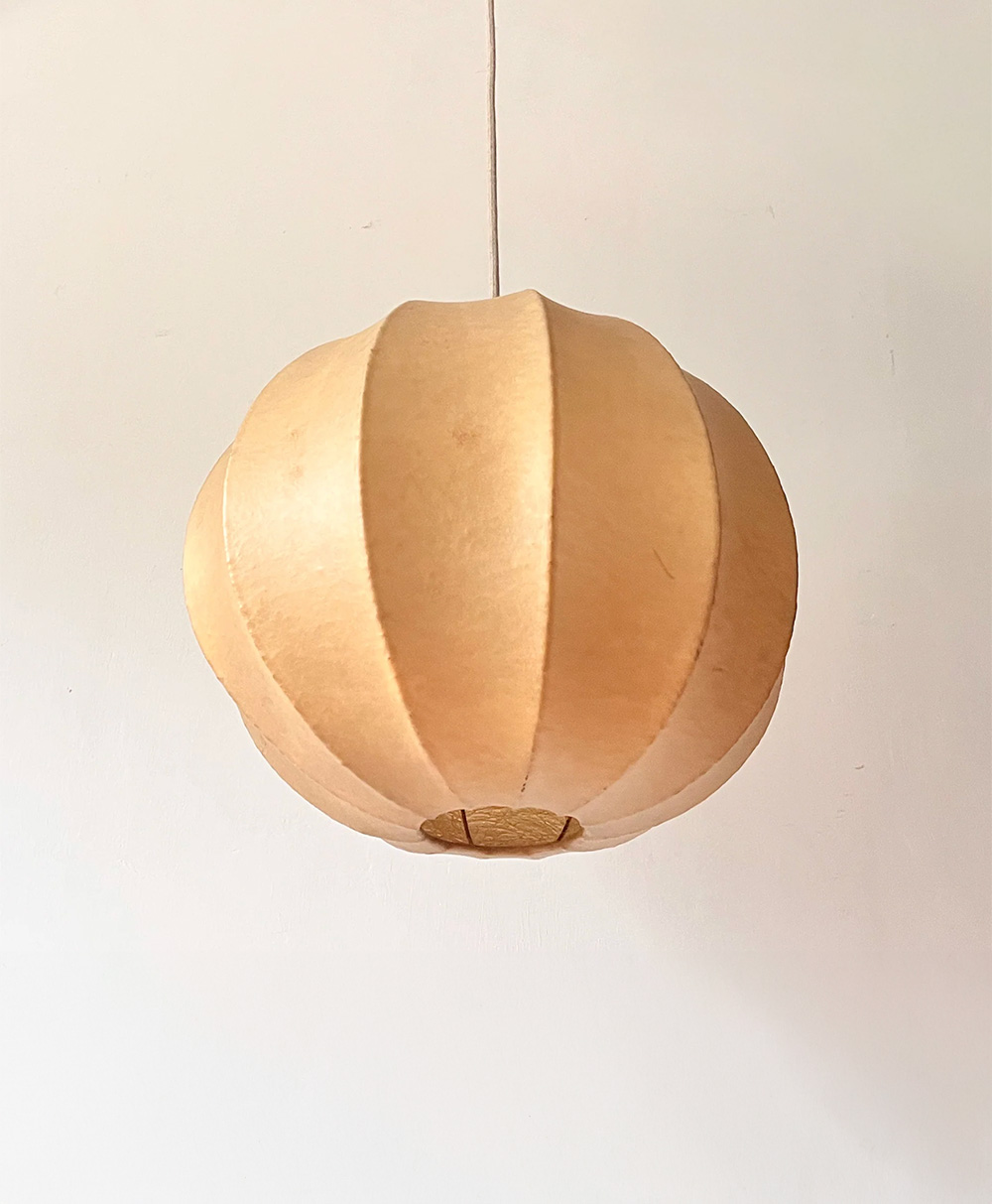 Fern and Green-Italian Mid Century Cocoon Ceiling Light Circa 1960s
