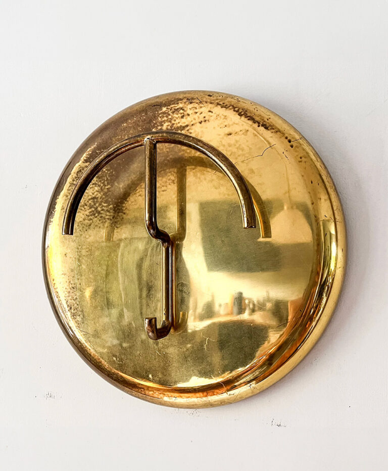 Oversized Circular Vintage Italian Brass Coat Hook By Cattadori
