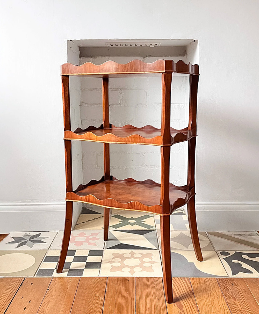 Fern and Green-Vintage Scalloped Three Tier Reprodux Etagere