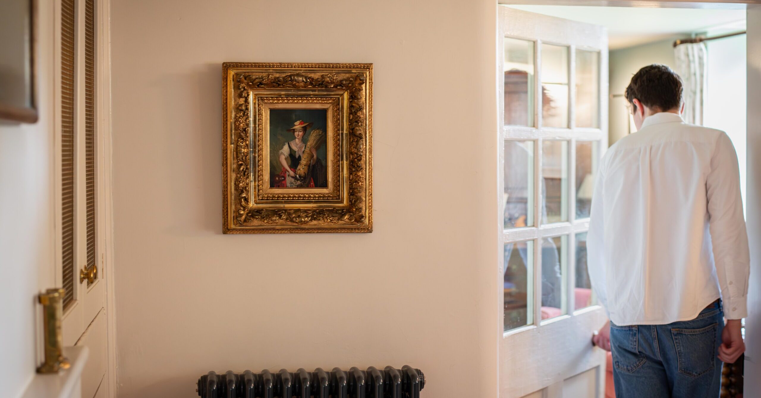 An antique oil painting evoking a summer harvest scene, from the Sulis Fine Art collection