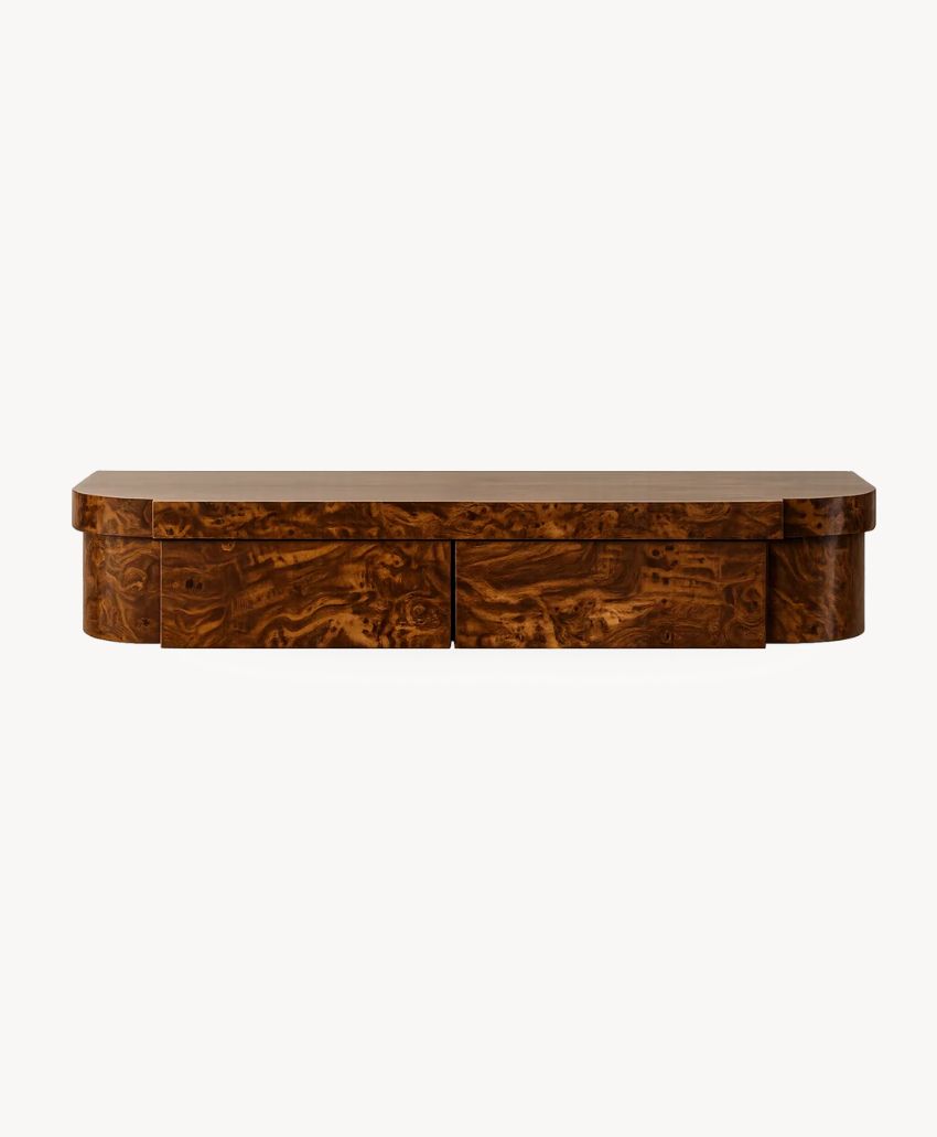 Trove by Studio Duggan-Tiger Console Shelf, Striped Burr, Natural, UK furniture - Scheme