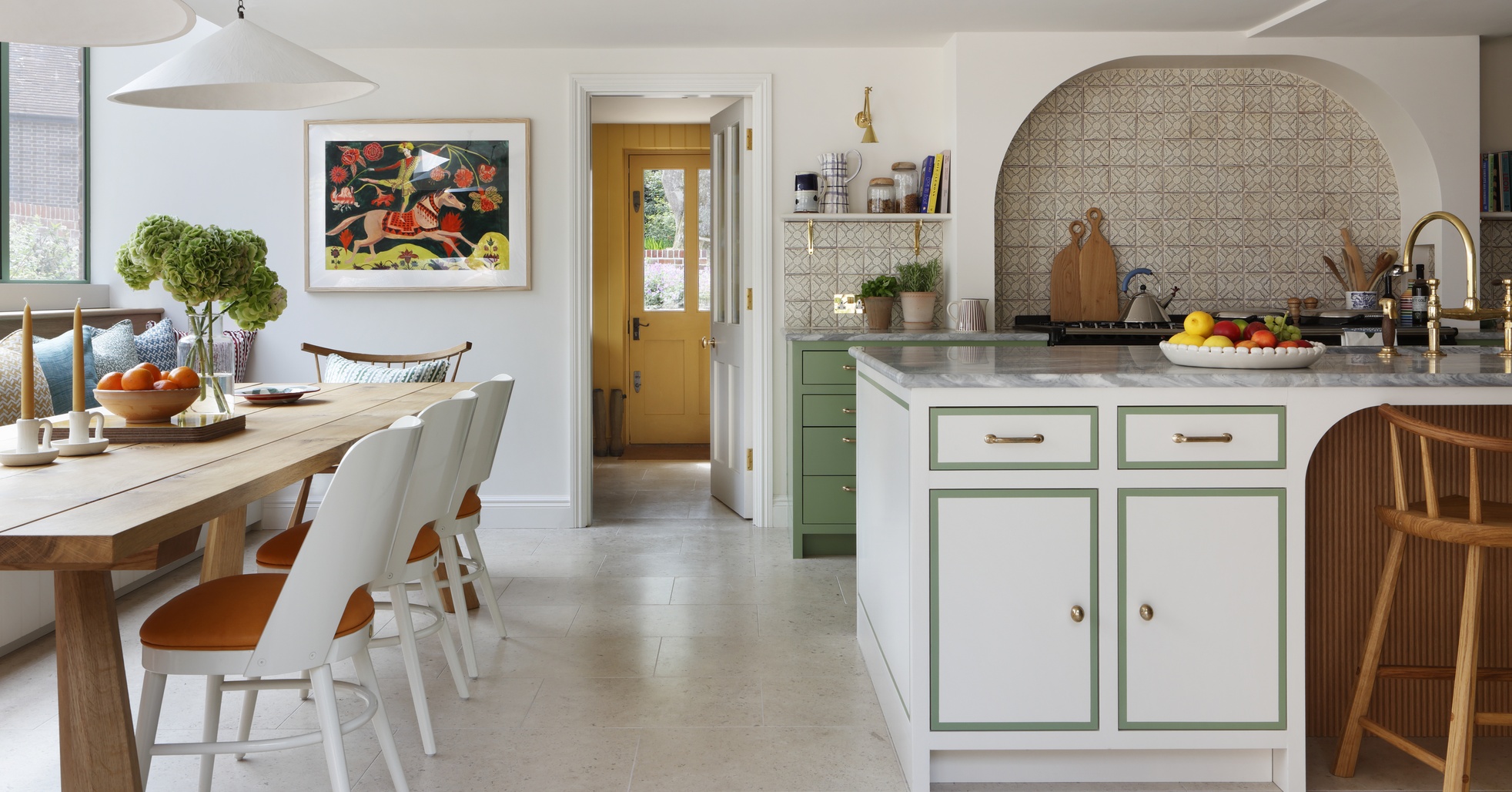 A freshly coloured kitchen in an Arts and Crafts country house by Studio Peake