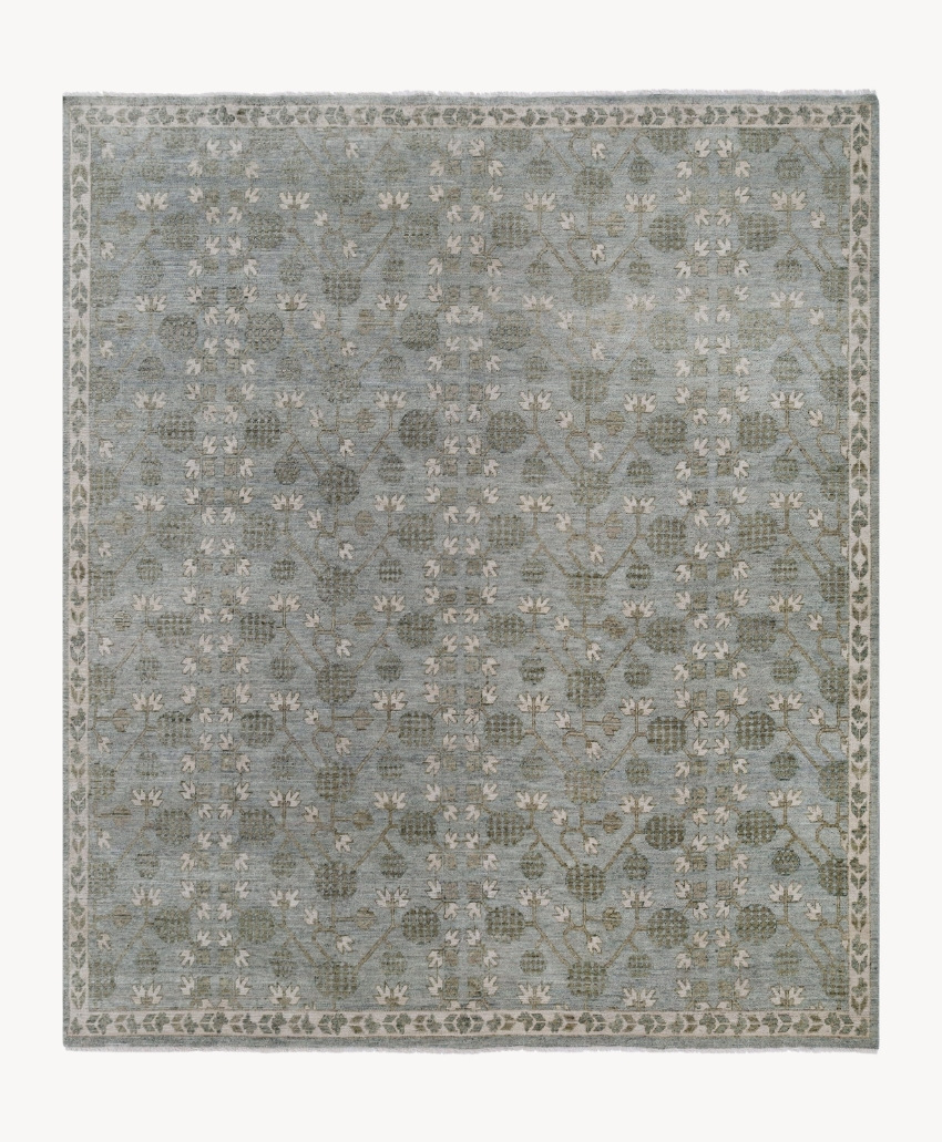 16Ten Rugs Florence Rug in Blue and Grey, UK, Scheme Interior, a contemporary rug with a blue and grey colour palette.