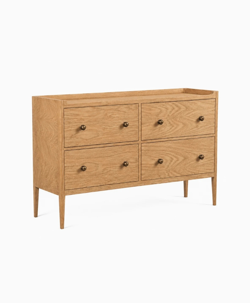 Clock House Colombo Chest of Drawers in Natural Wood, UK, Scheme Interior, a wooden storage chest with multiple drawers.