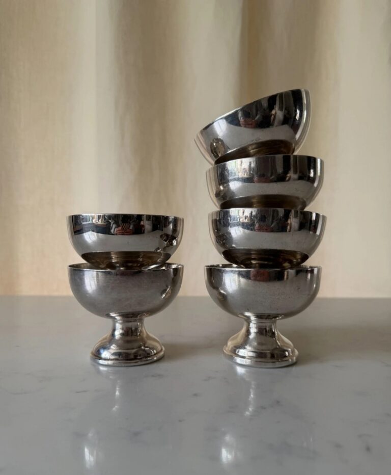 Set Of Six Vintage Silver Plated Ice Cream Coups