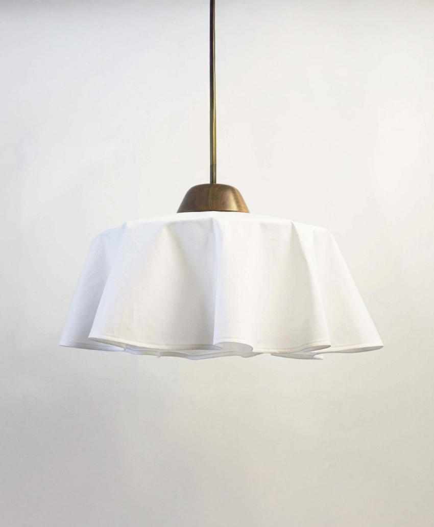 Fosbery Studio Plume Pendant in White, UK, Scheme Interior, a decorative pendant light with a soft sculptural form.